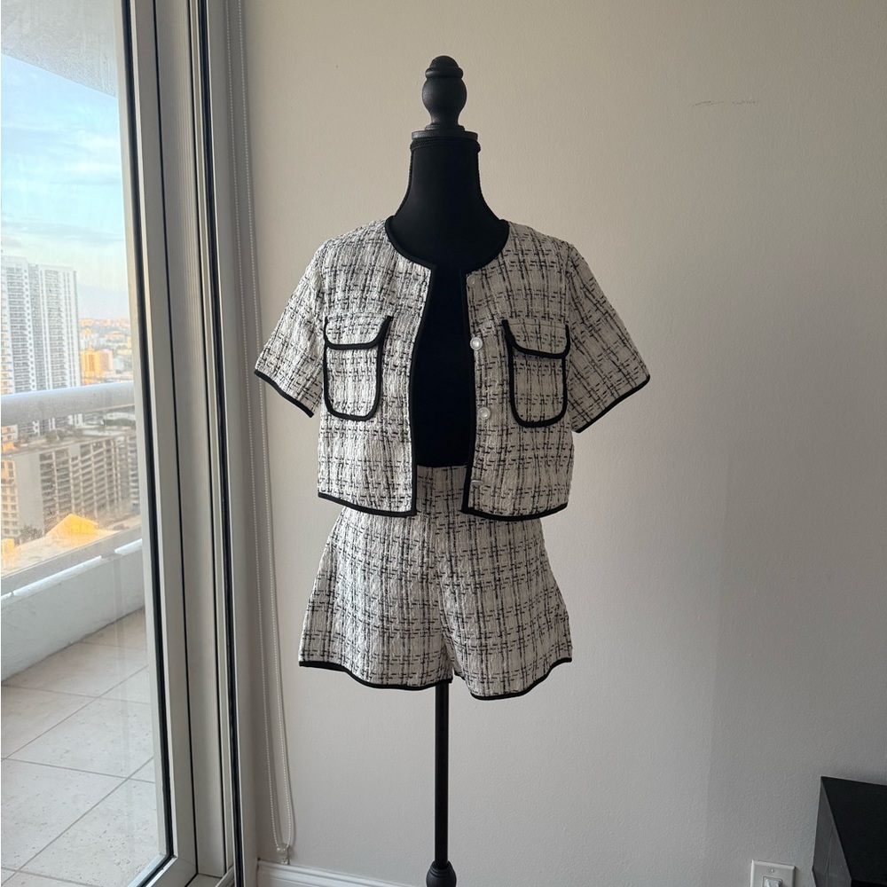 Chic Black and White Tweed Set